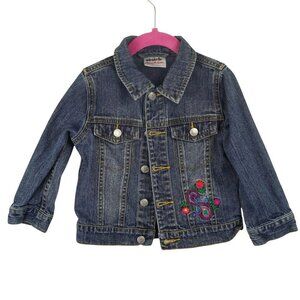 Hanna Andersson Girls Denim Jacket With Floral Embroidery 3T 90‎